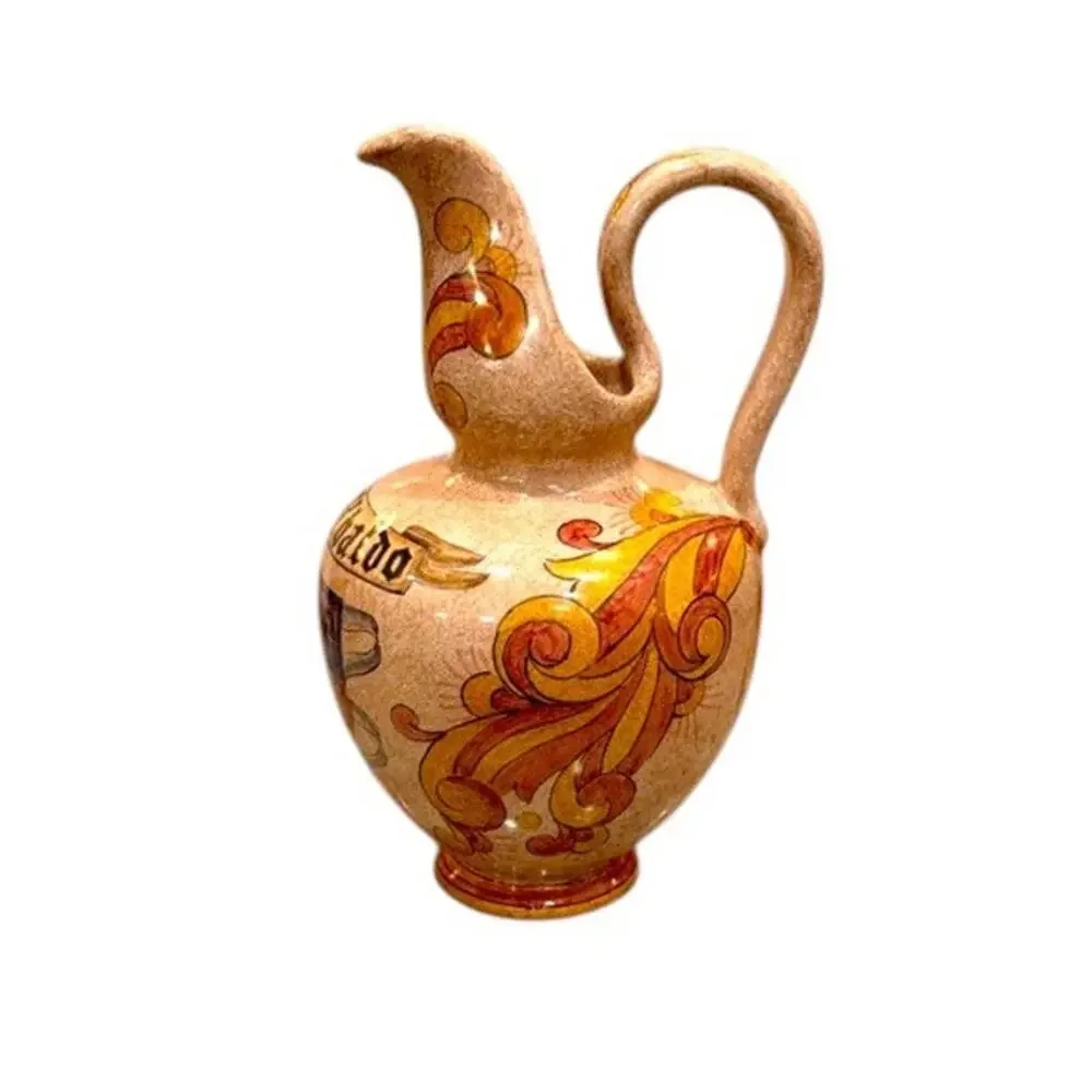 Biagioli Gubbio Italy Vintage Hand Painted Majolica Ewer / Vase 🇮🇹